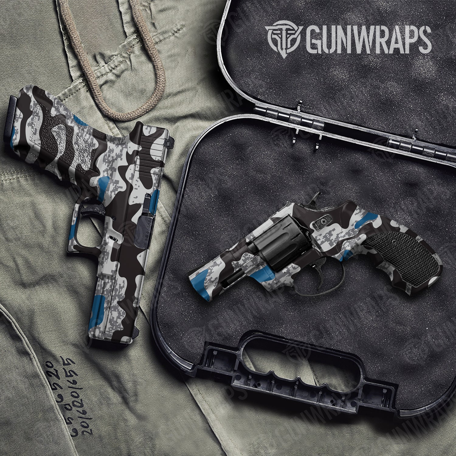 Handgun Compound Urban Blue Camo Gun Skin Vinyl Wrap