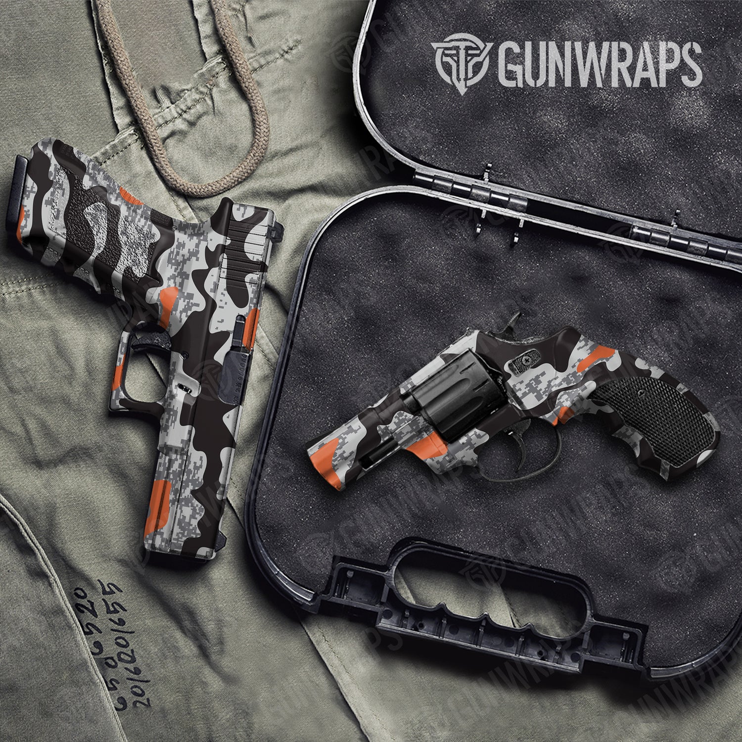 Handgun Compound Urban Orange Camo Gun Skin Vinyl Wrap