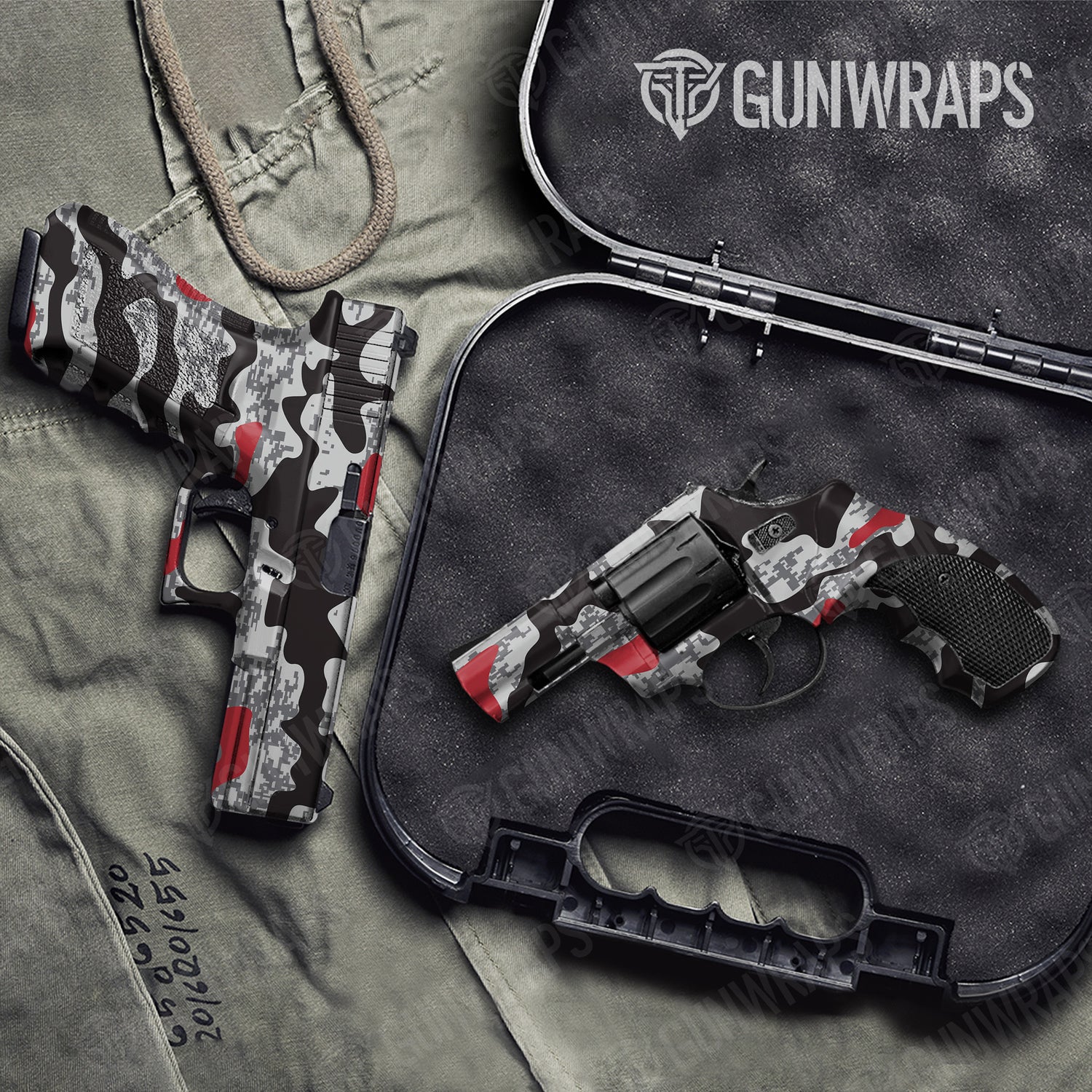 Handgun Compound Urban Red Camo Gun Skin Vinyl Wrap