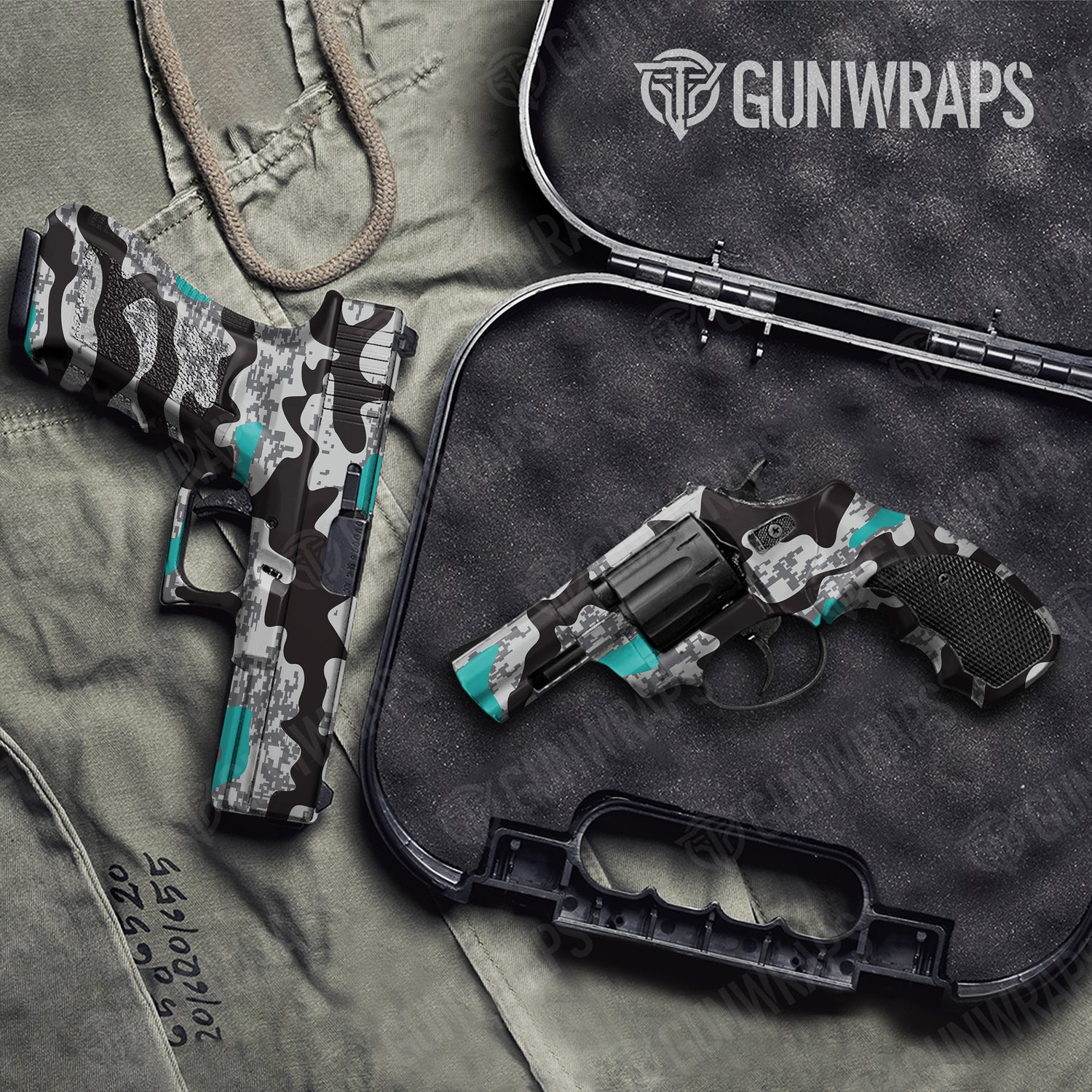 Handgun Compound Urban Tiffany Blue Camo Gun Skin Vinyl Wrap