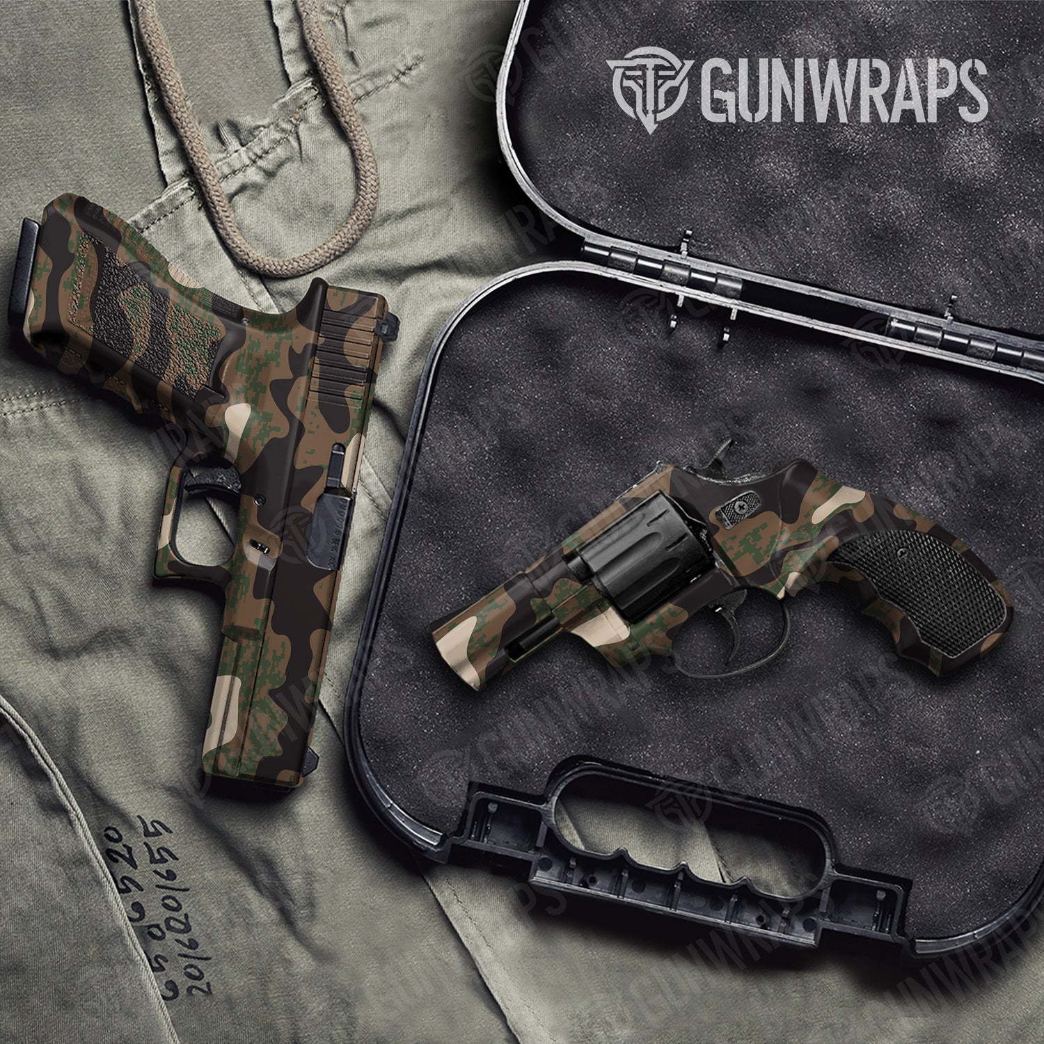 Handgun Compound Woodland Camo Gun Skin Vinyl Wrap