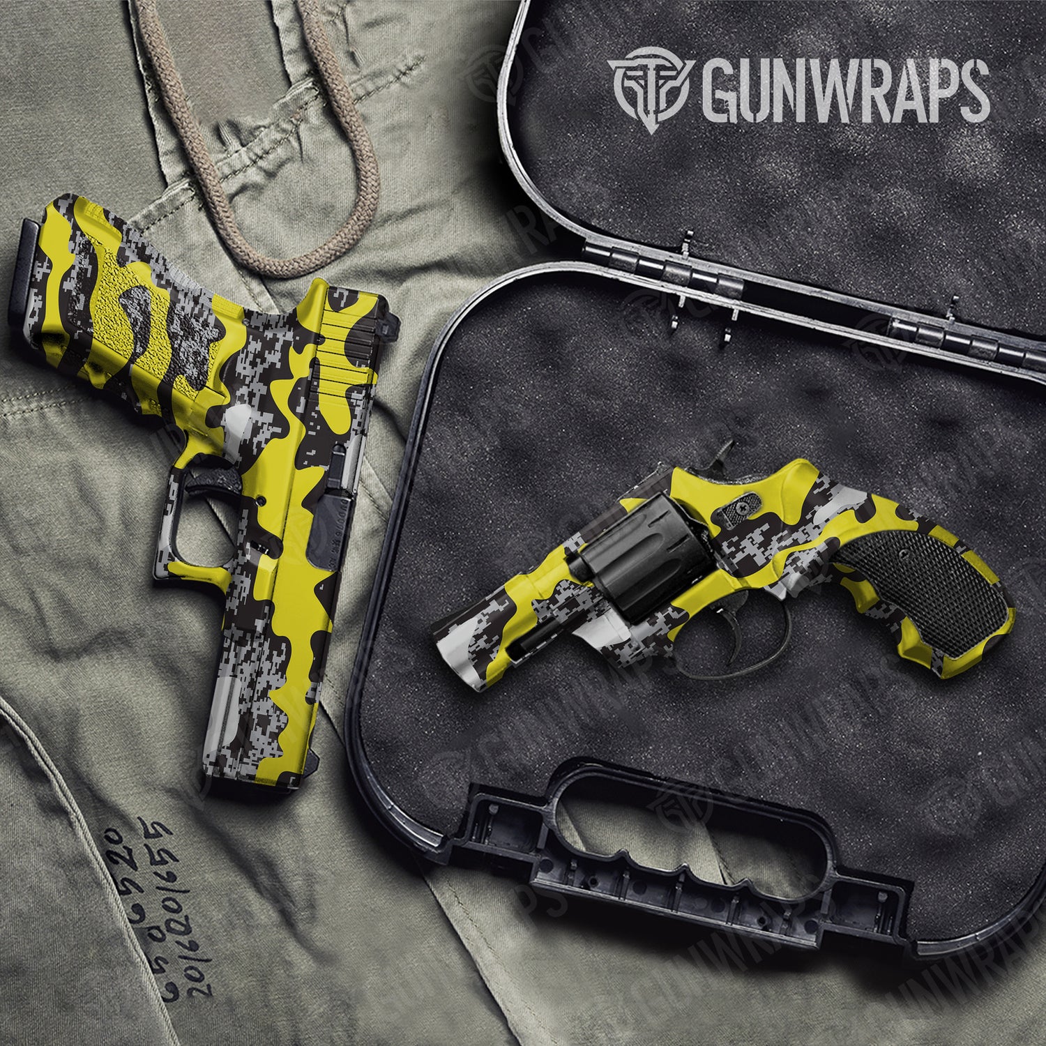 Handgun Compound Yellow Tiger Camo Gun Skin Vinyl Wrap