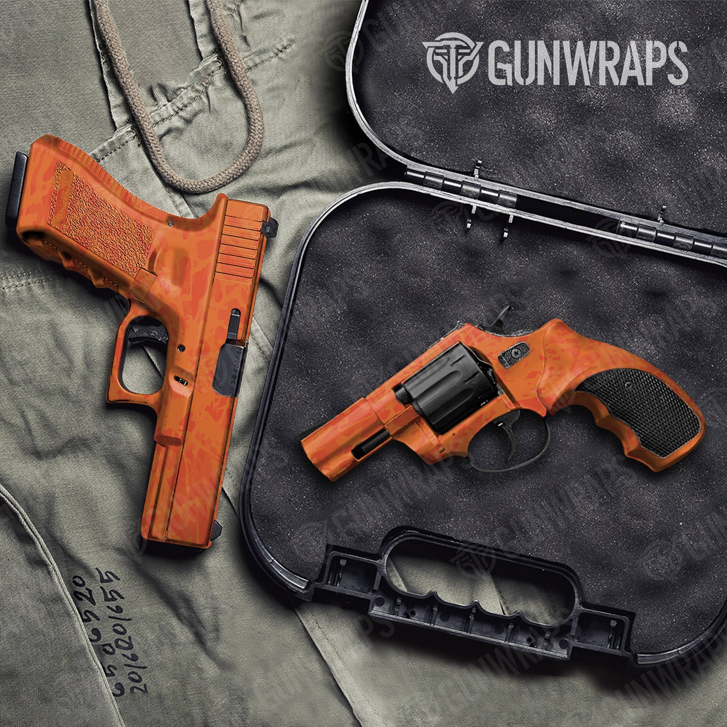 Handgun Crystal Elite Orange Camo Gun Skin Vinyl Wrap