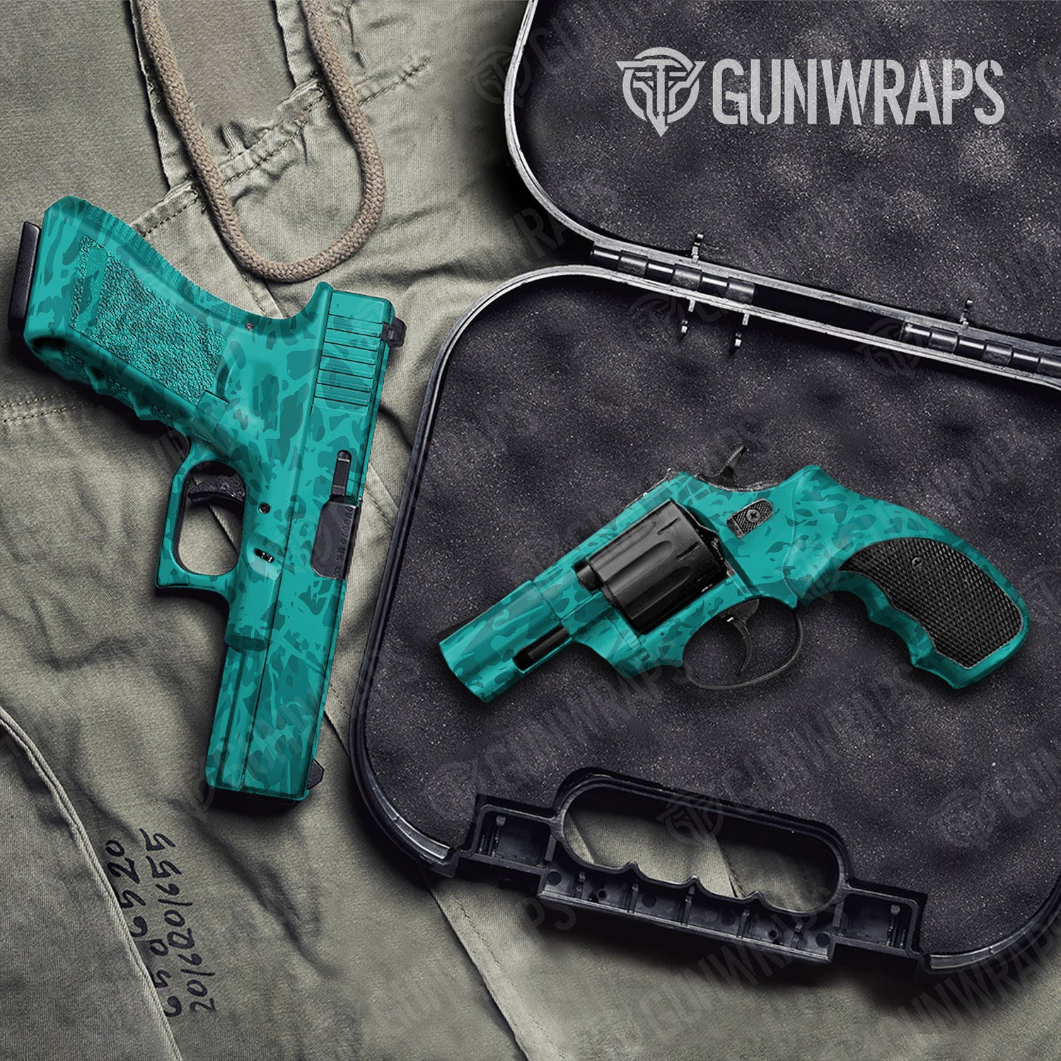 Handgun Crystal Elite Tiffany Blue Camo Gun Skin Vinyl Wrap