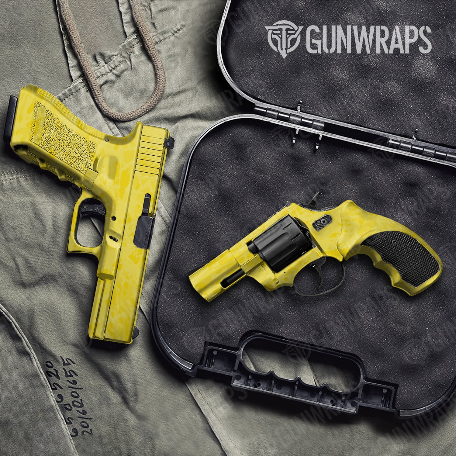 Handgun Crystal Elite Yellow Camo Gun Skin Vinyl Wrap