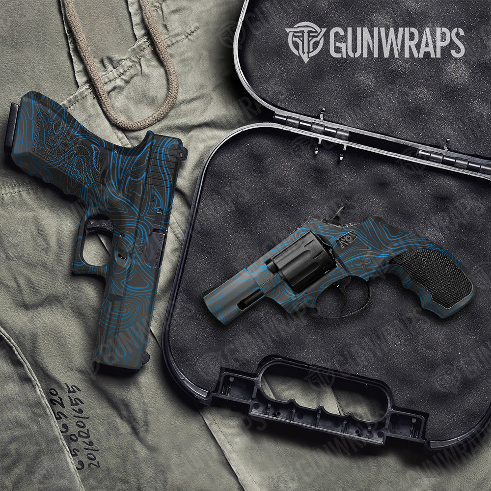 Handgun Damascus Blue Camo Gun Skin Vinyl Wrap