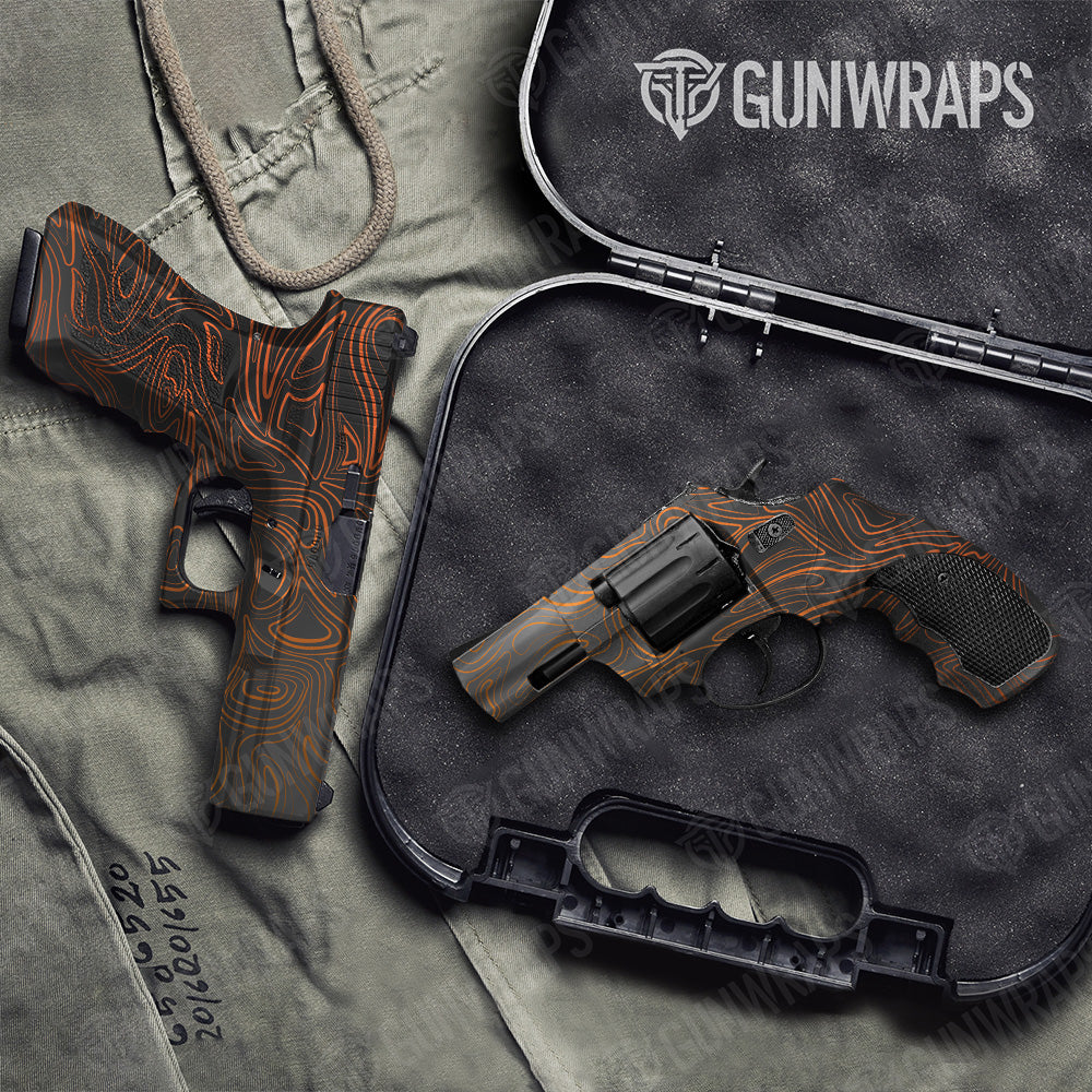 Handgun Damascus Orange Camo Gun Skin Vinyl Wrap