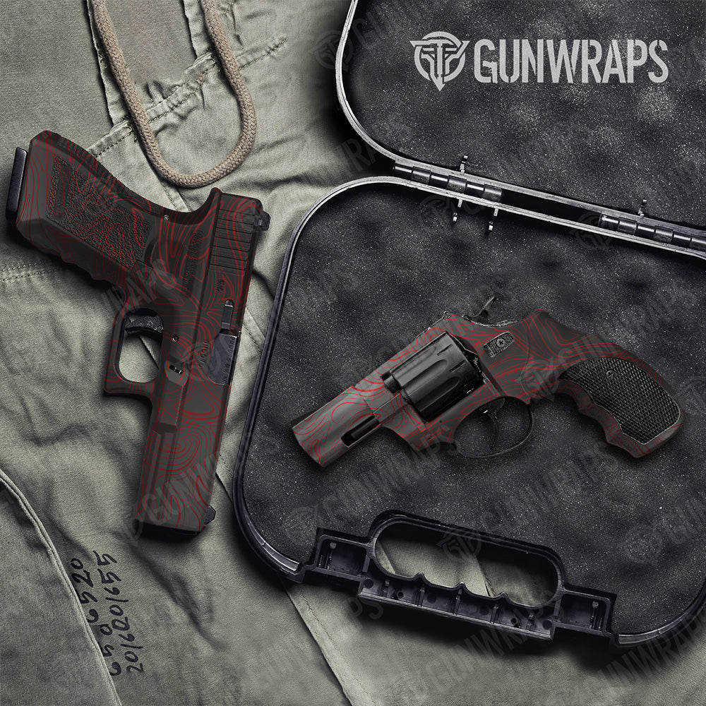 Handgun Damascus Red Camo Gun Skin Vinyl Wrap