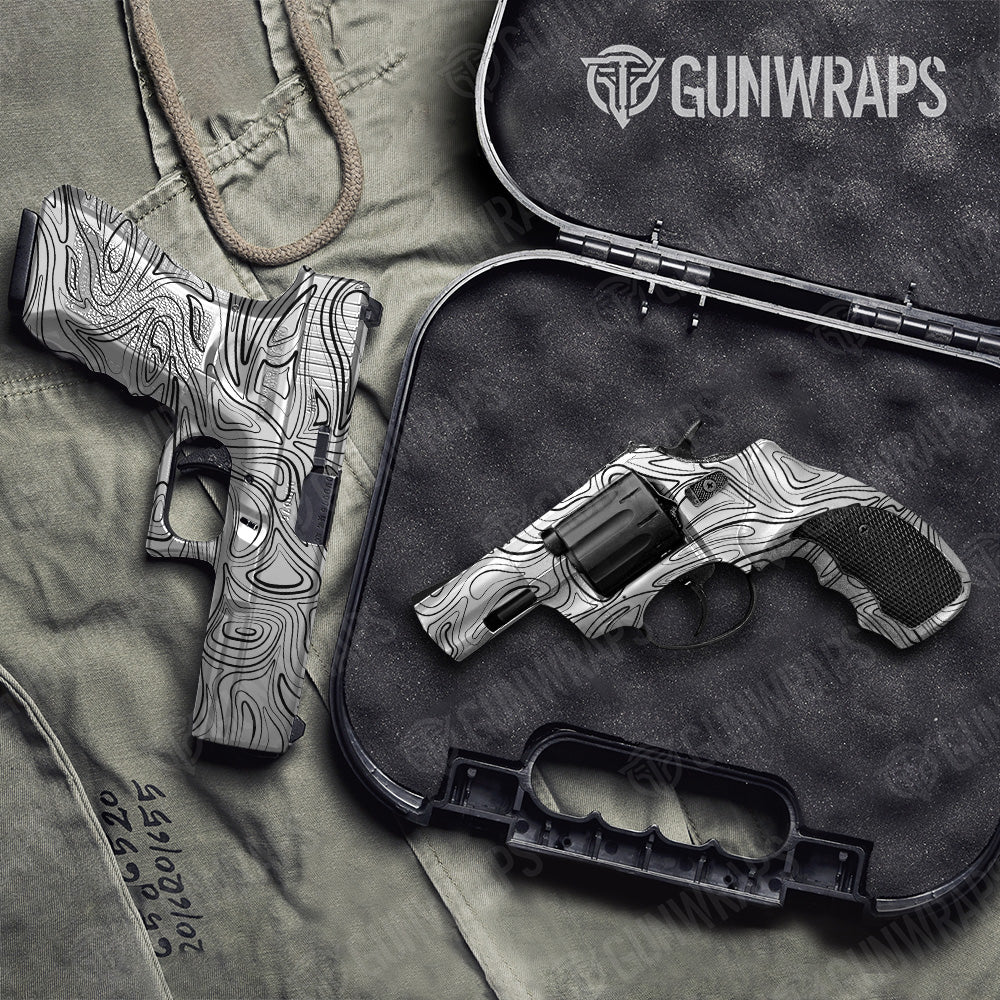 Handgun Damascus White Camo Gun Skin Vinyl Wrap