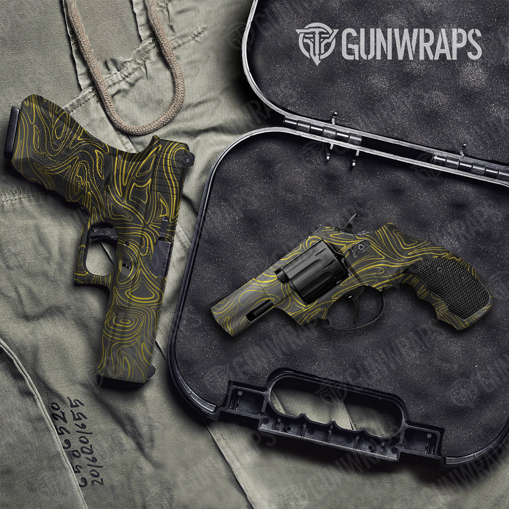 Handgun Damascus Yellow Camo Gun Skin Vinyl Wrap