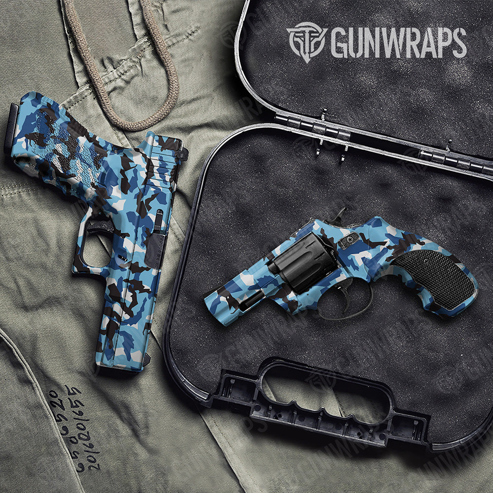 Handgun Erratic Baby Blue Camo Gun Skin Vinyl Wrap