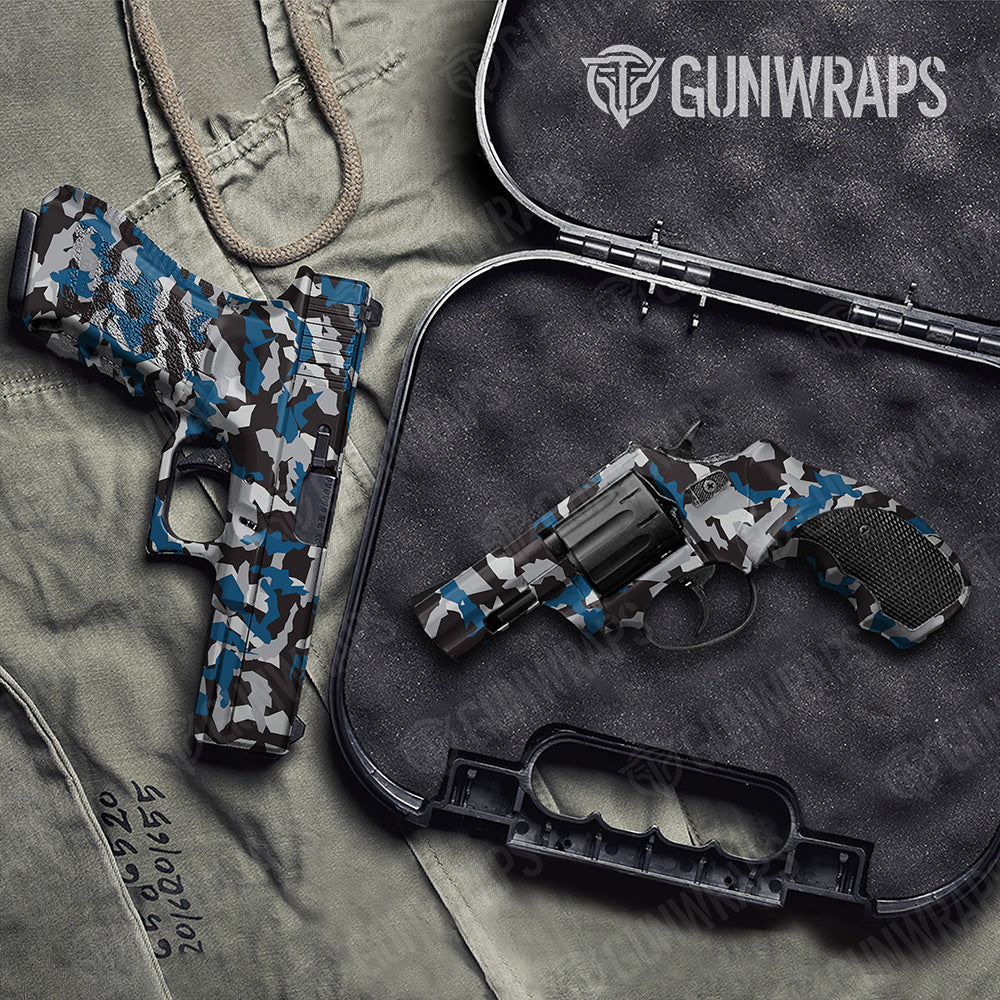 Handgun Erratic Blue Tiger Camo Gun Skin Vinyl Wrap