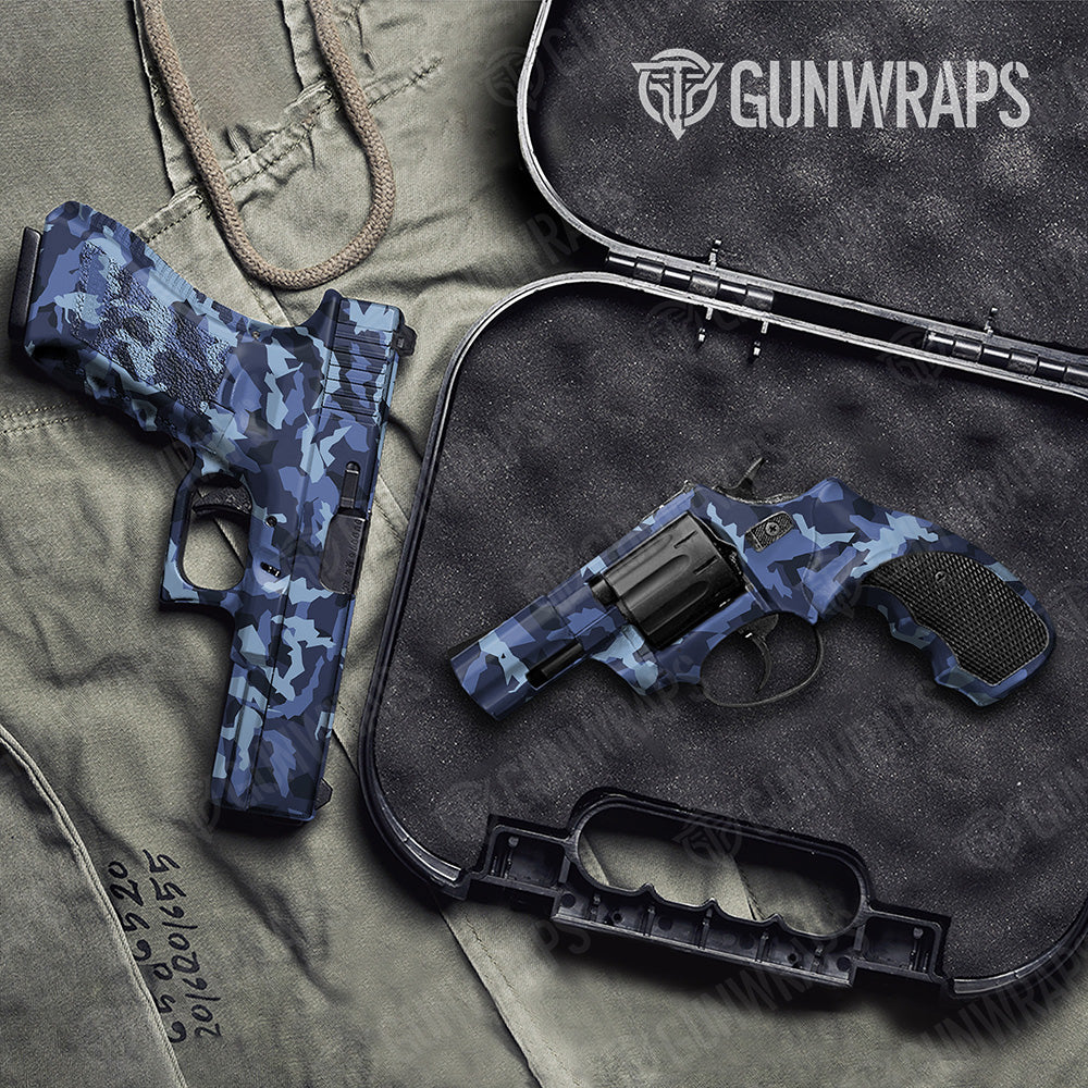 Handgun Erratic Blue Urban Night Camo Gun Skin Vinyl Wrap