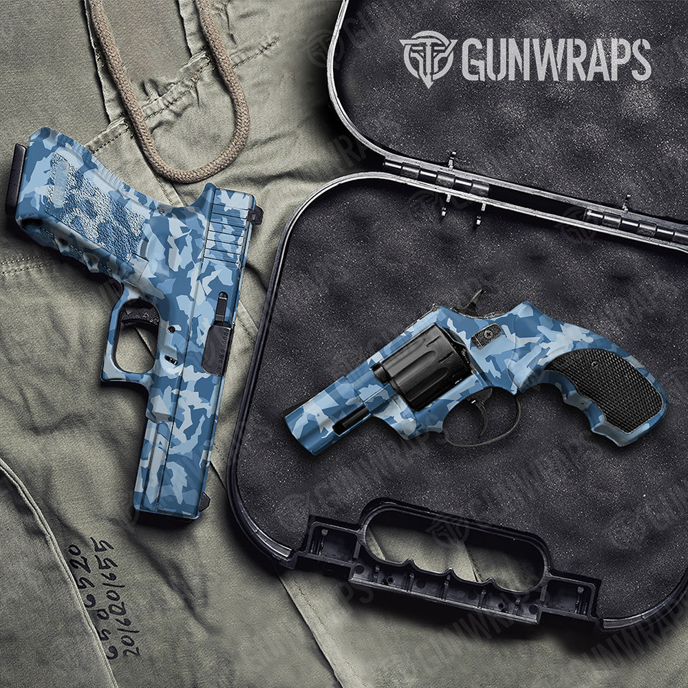 Handgun Erratic Cool Blue Camo Gun Skin Vinyl Wrap