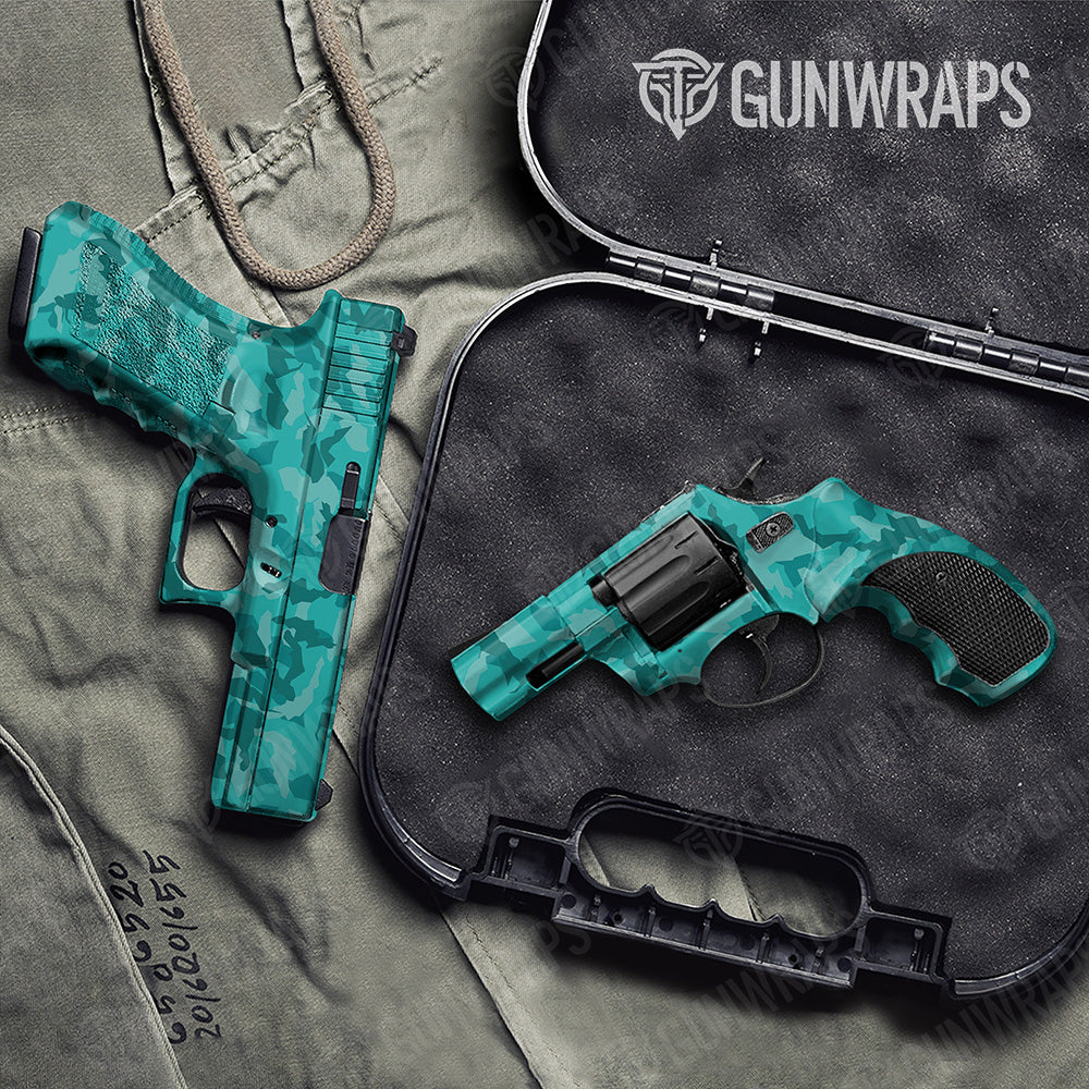 Handgun Erratic Elite Tiffany Blue Camo Gun Skin Vinyl Wrap