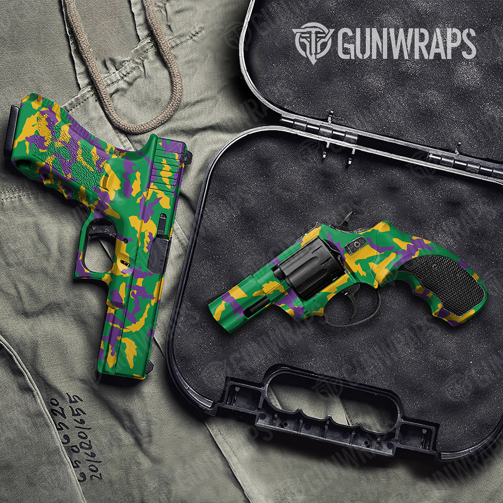 Handgun Erratic Mardi Gras Camo Gun Skin Vinyl Wrap