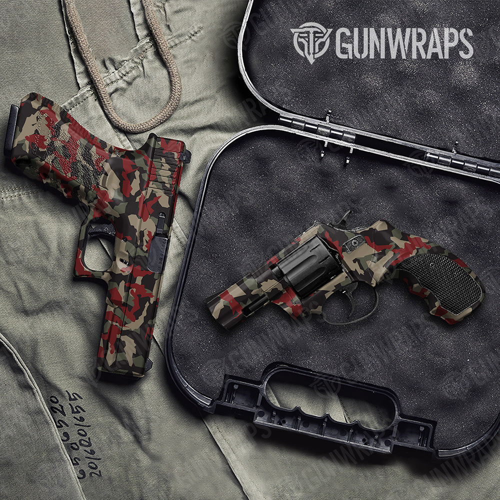 Handgun Erratic Militant Red Camo Gun Skin Vinyl Wrap