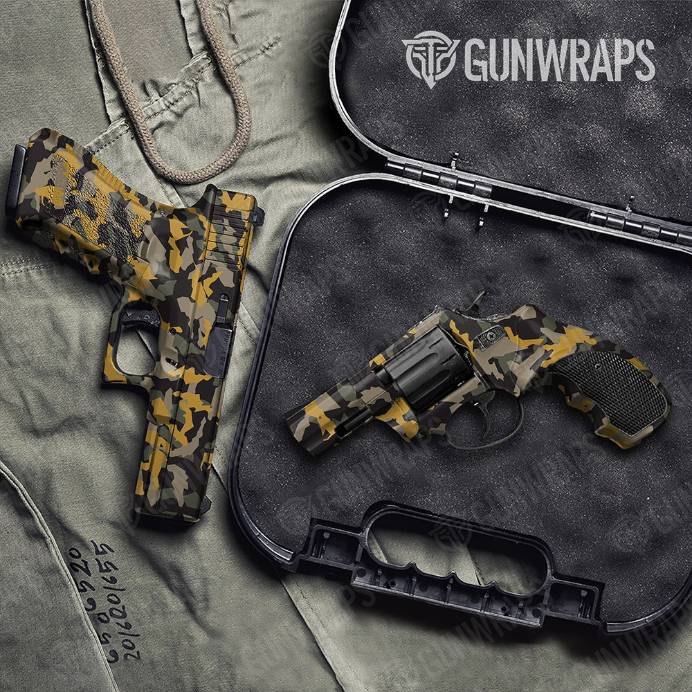 Handgun Erratic Militant Yellow Camo Gun Skin Vinyl Wrap