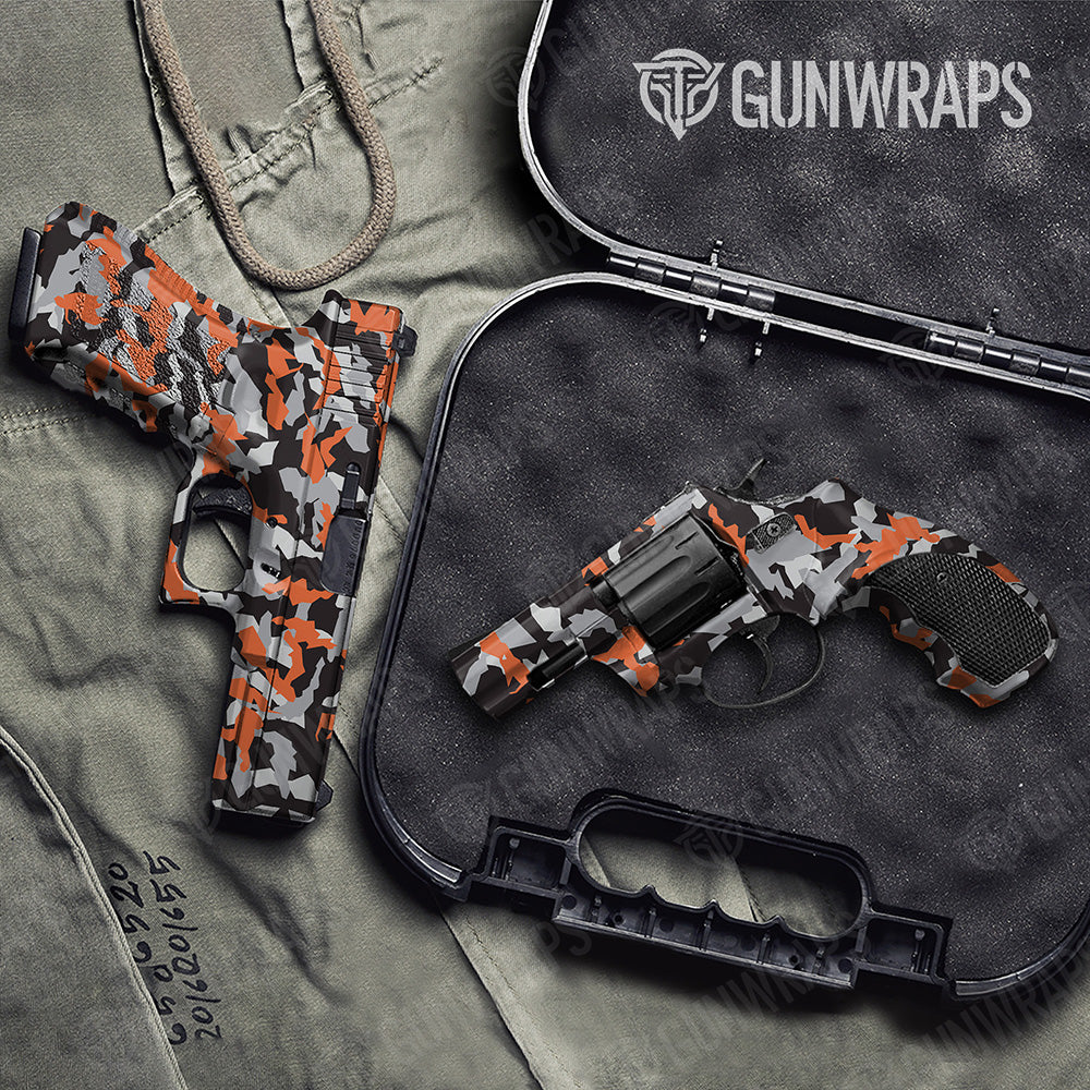 Handgun Erratic Orange Tiger Camo Gun Skin Vinyl Wrap