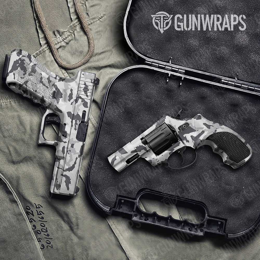 Handgun Erratic Snow Camo Gun Skin Vinyl Wrap