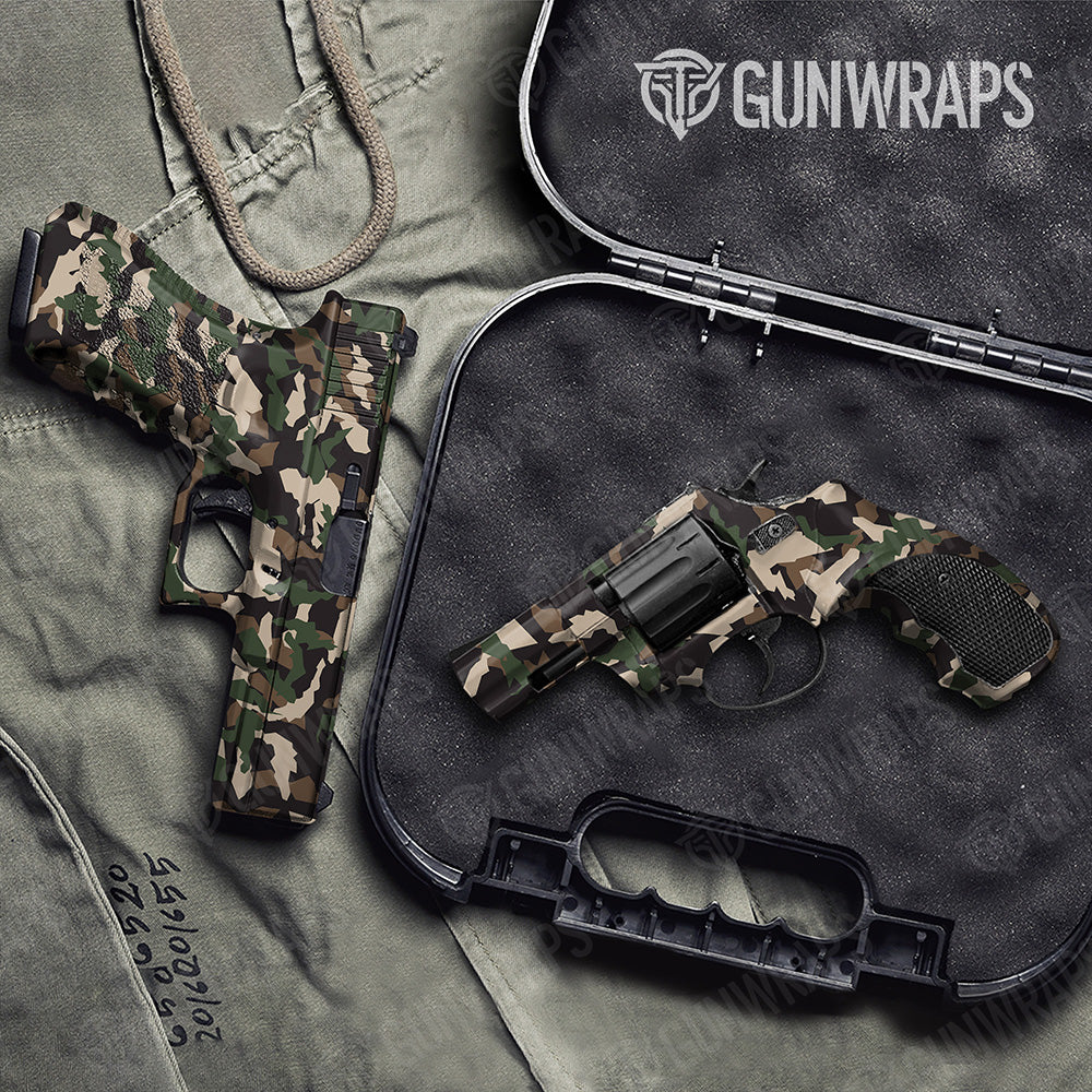 Handgun Erratic Woodland Camo Gun Skin Vinyl Wrap