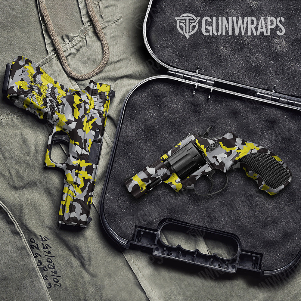 Handgun Erratic Yellow Tiger Camo Gun Skin Vinyl Wrap