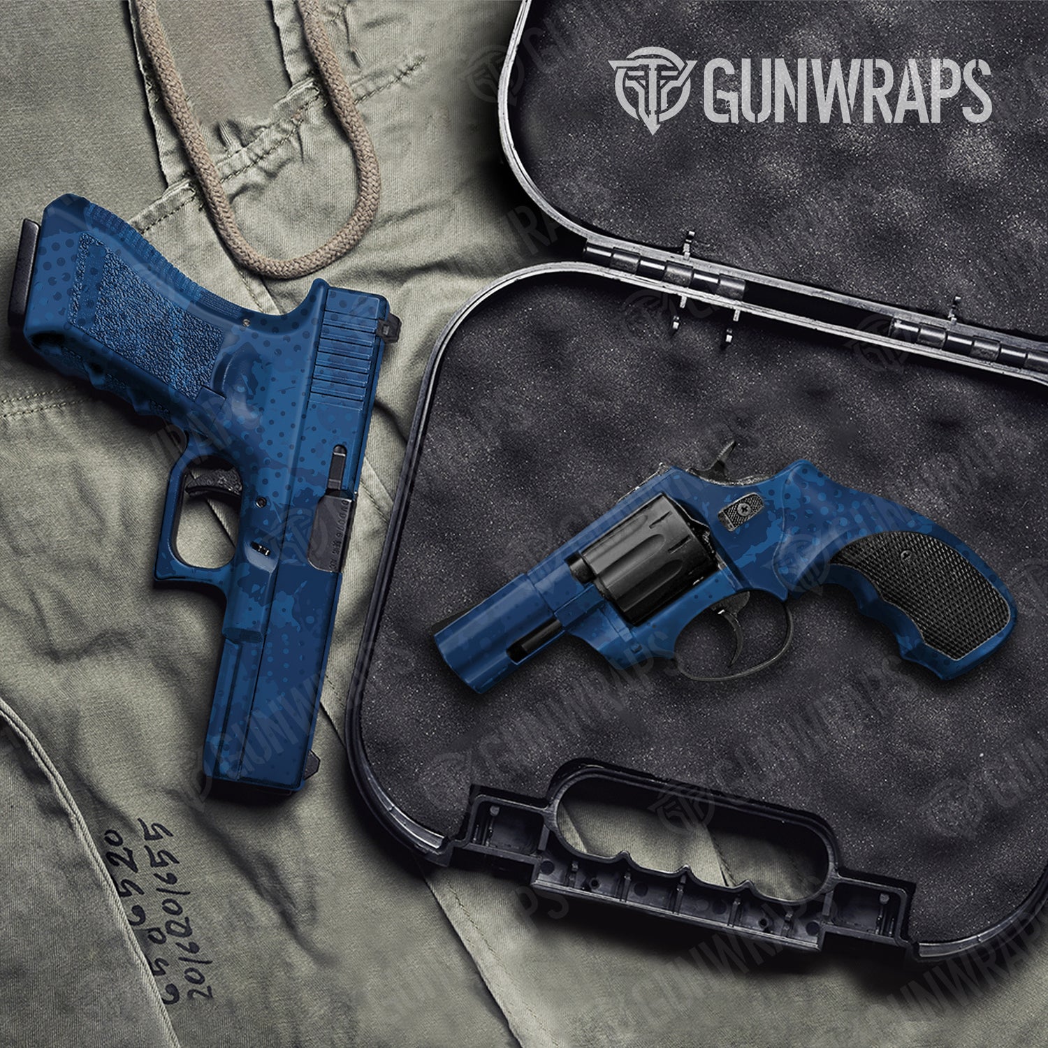 Handgun Halftone Splatter Elite Blue Camo Gun Skin Vinyl Wrap