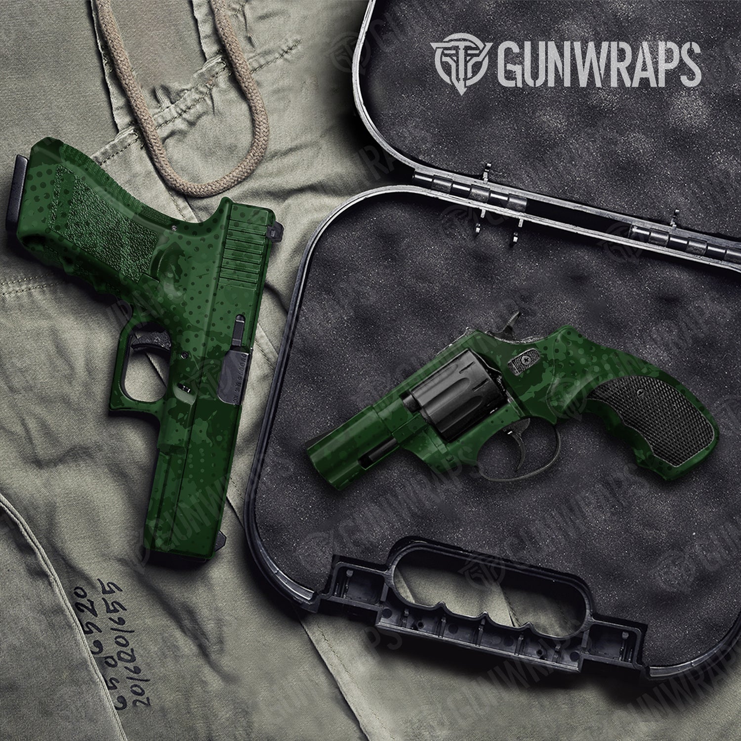 Handgun Halftone Splatter Elite Green Camo Gun Skin Vinyl Wrap