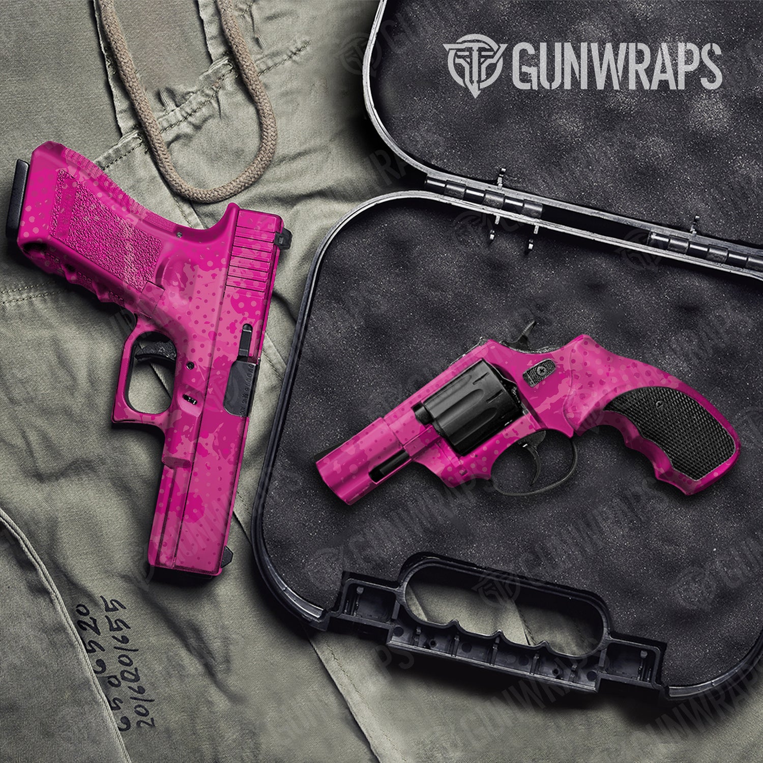 Handgun Halftone Splatter Elite Magenta Camo Gun Skin Vinyl Wrap