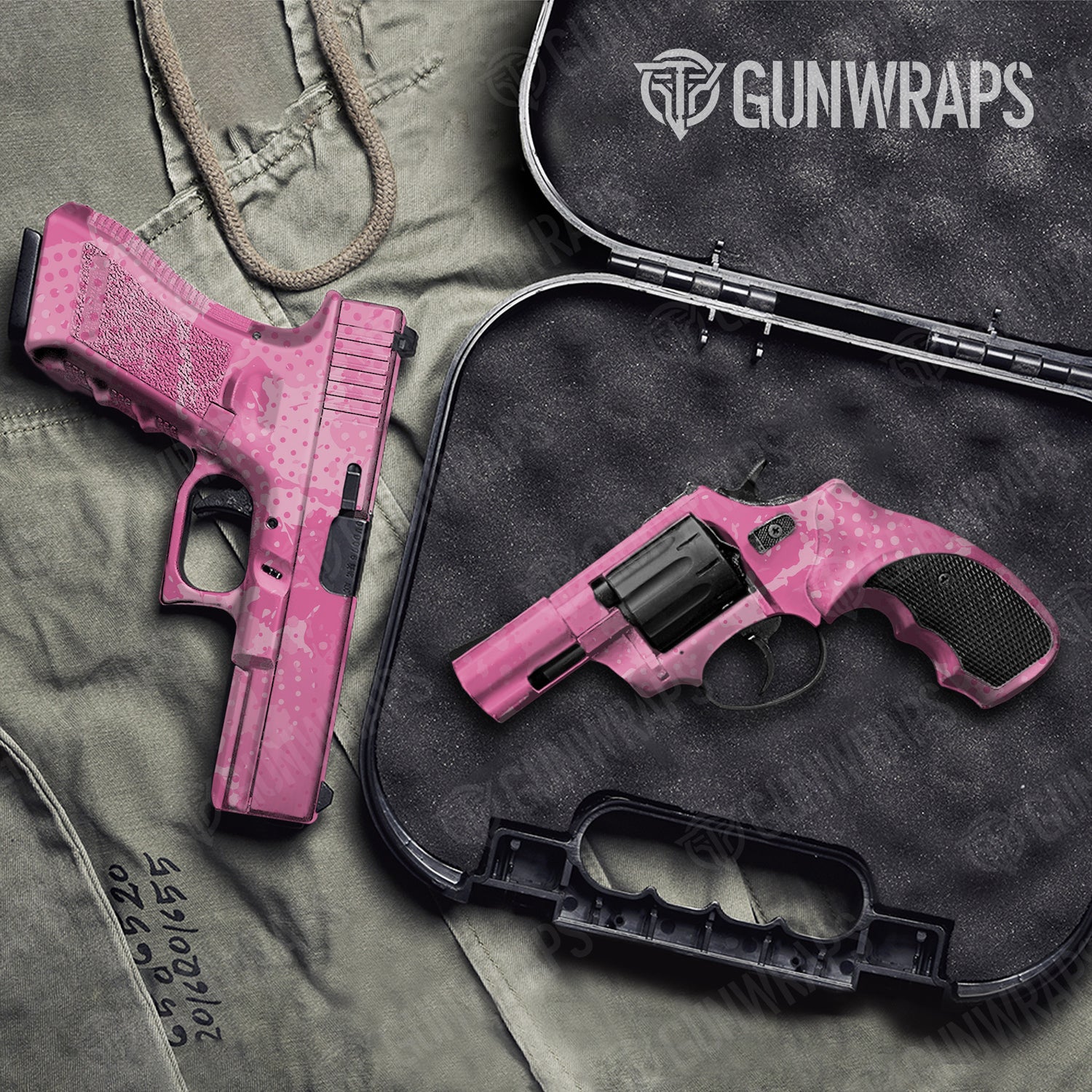 Handgun Halftone Splatter Elite Pink Camo Gun Skin Vinyl Wrap