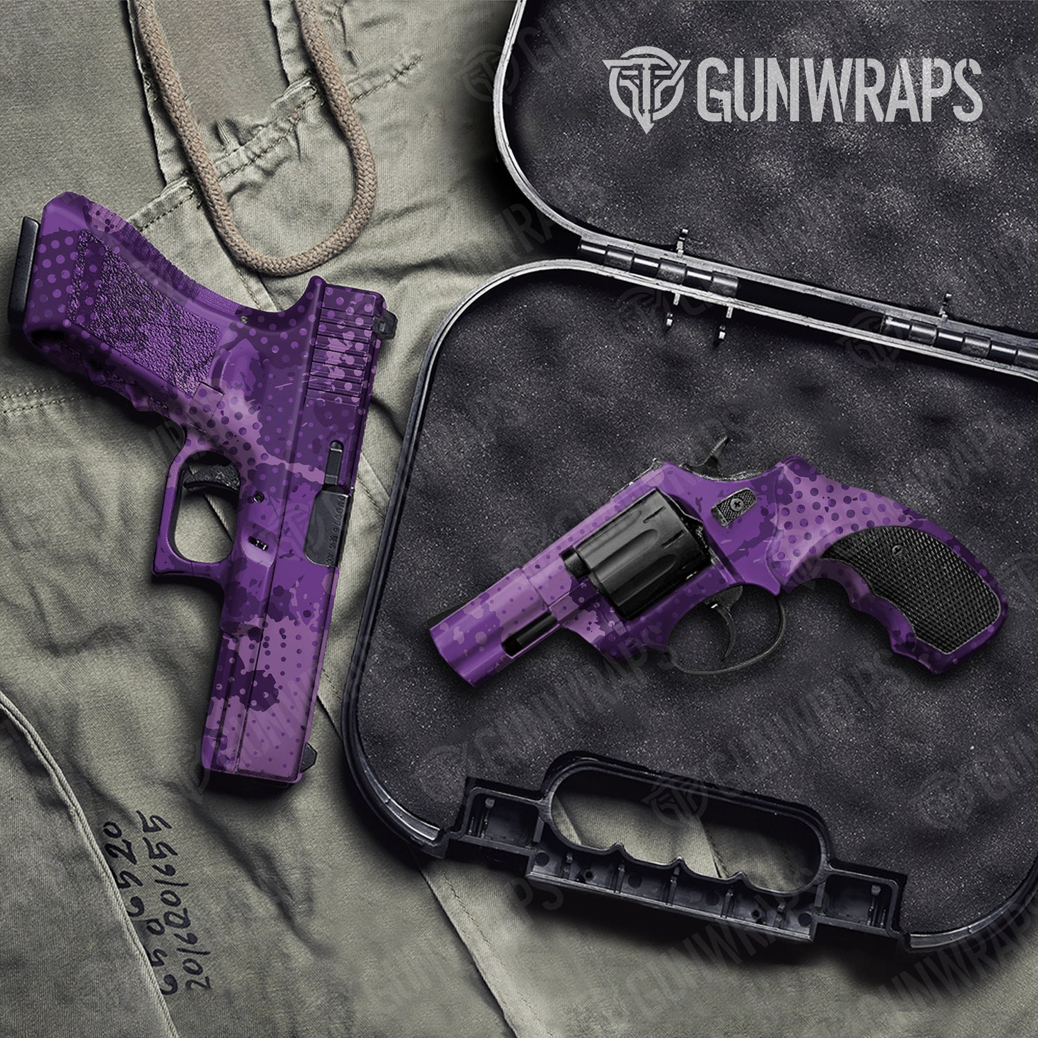 Handgun Halftone Splatter Elite Purple Camo Gun Skin Vinyl Wrap