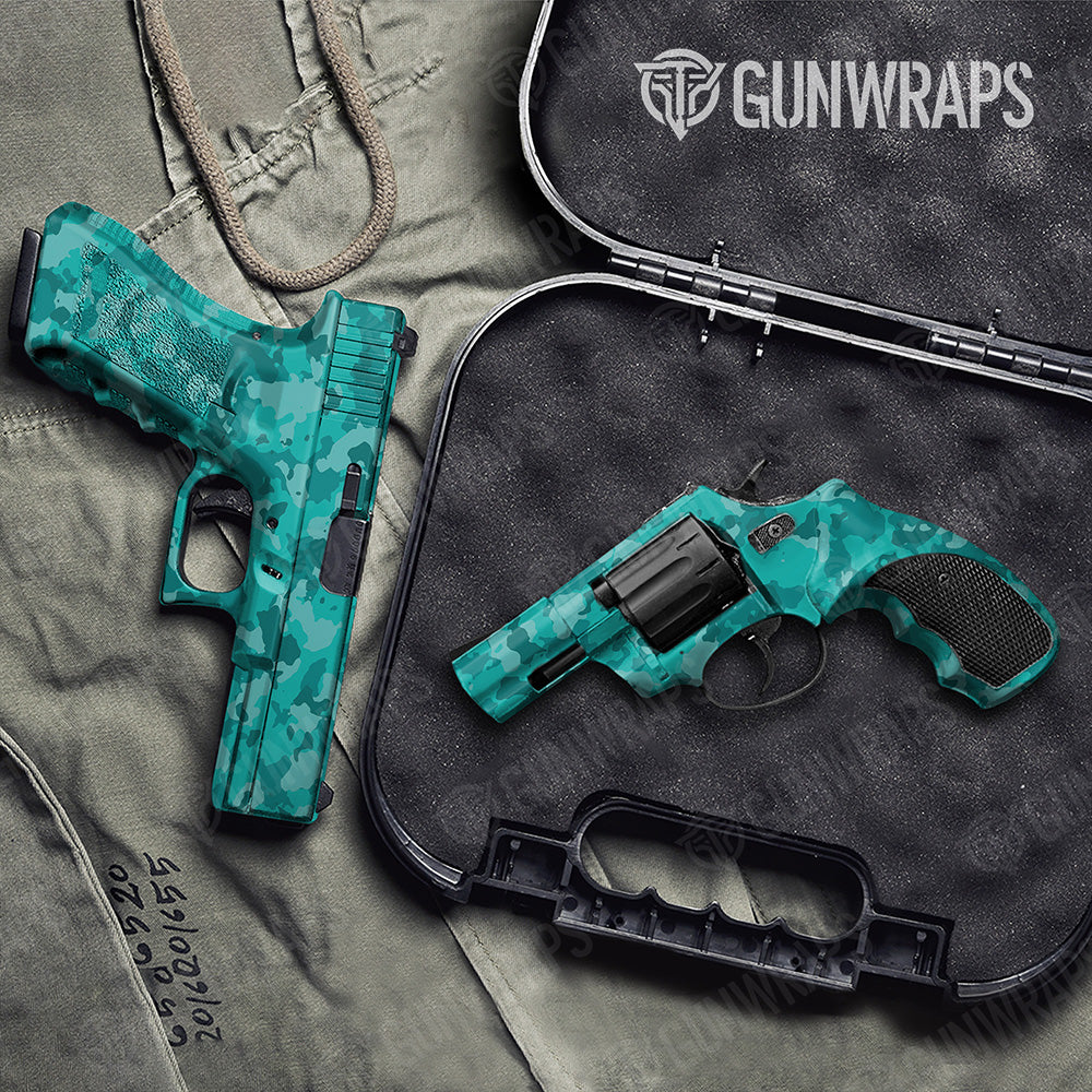 Handgun Cumulus Elite Tiffany Blue Camo Gun Skin Vinyl Wrap