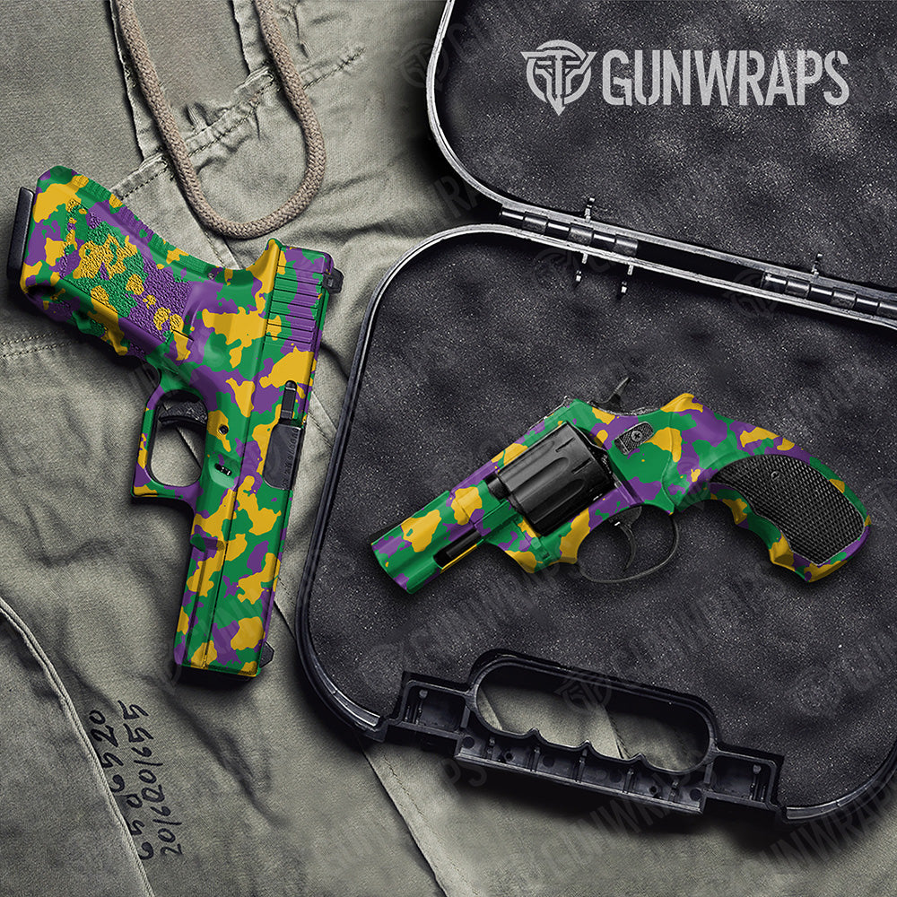 Handgun Cumulus Mardi Gras Camo Gun Skin Vinyl Wrap