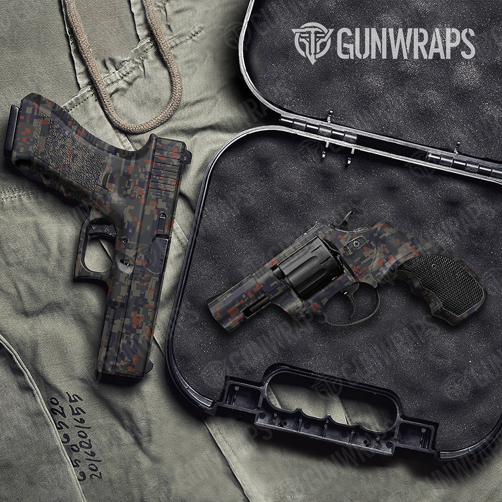 Handgun Digital Blue Copper Camo Gun Skin Vinyl Wrap