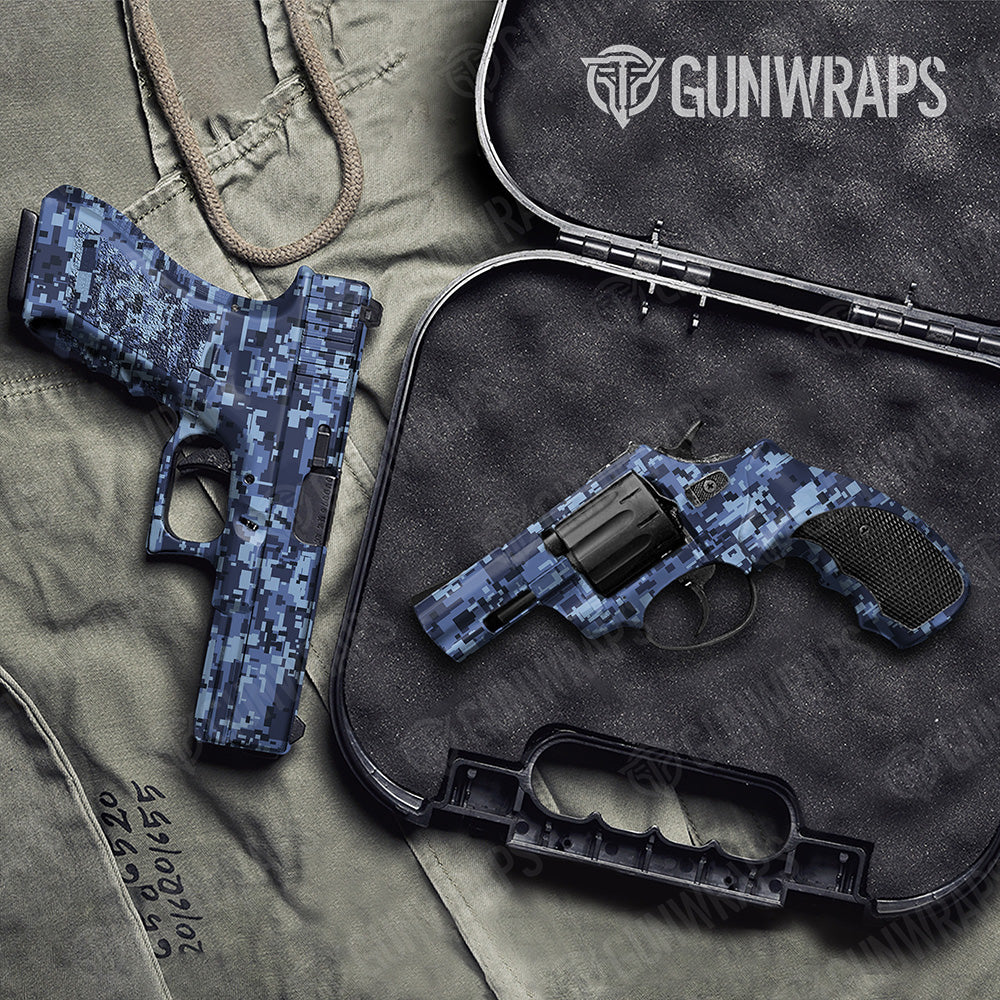 Handgun Digital Blue Urban Night Camo Gun Skin Vinyl Wrap