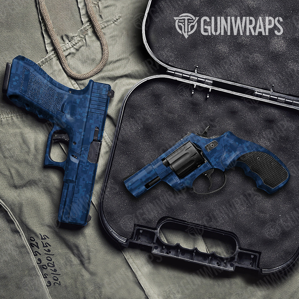 Handgun Digital Elite Blue Camo Gun Skin Vinyl Wrap