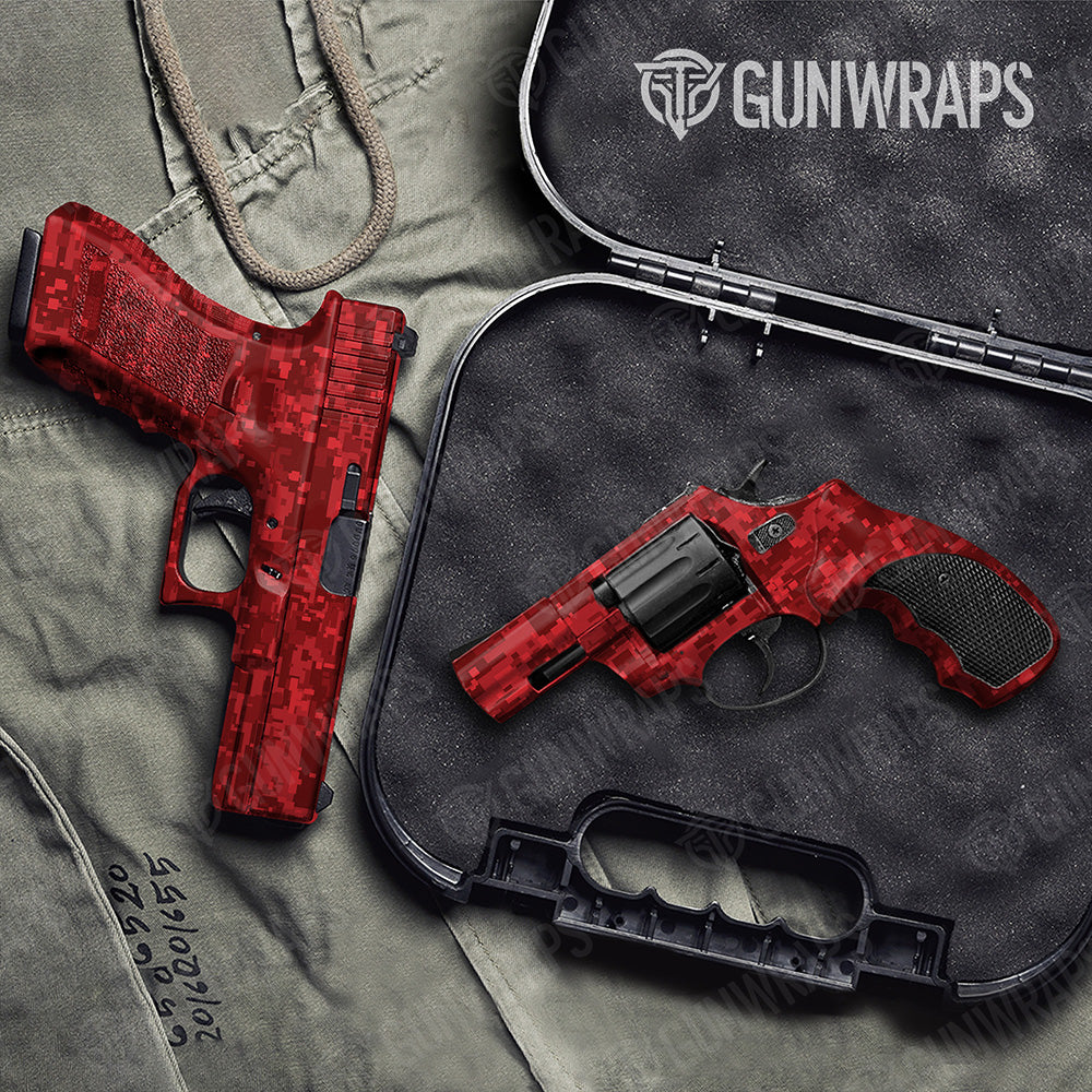 Handgun Digital Elite Red Camo Gun Skin Vinyl Wrap