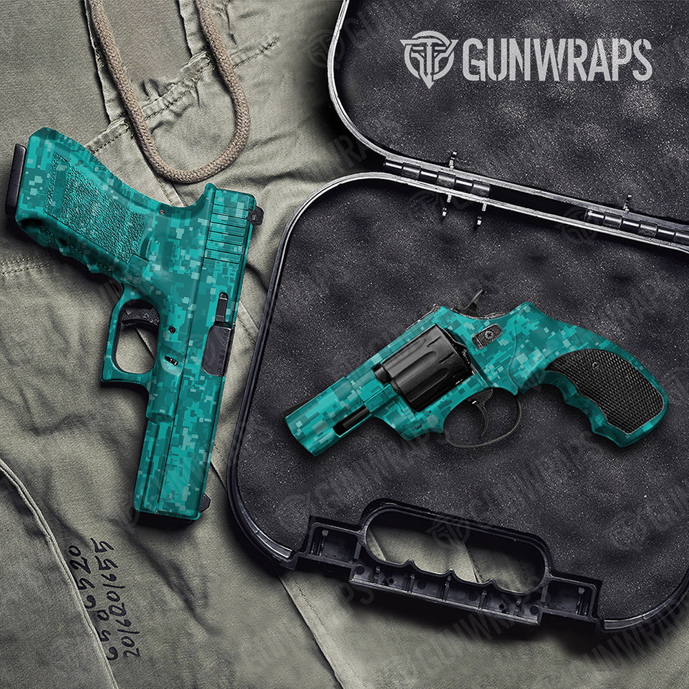 Handgun Digital Elite Tiffany Blue Camo Gun Skin Vinyl Wrap