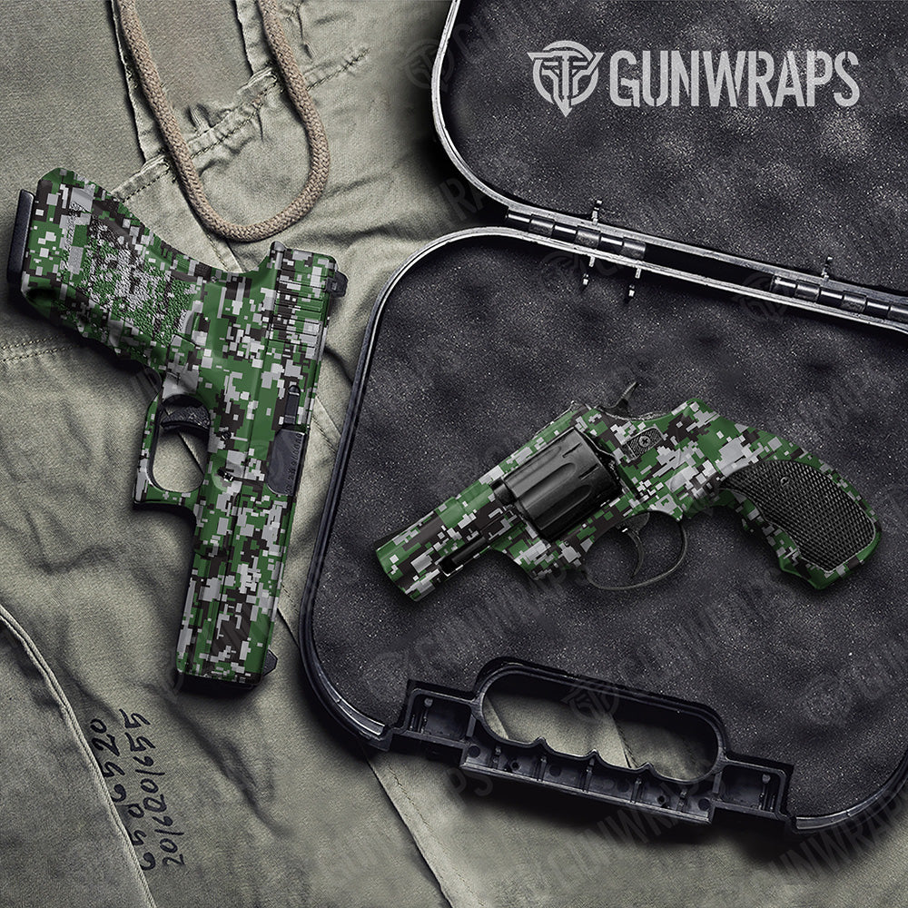 Handgun Digital Green Tiger Camo Gun Skin Vinyl Wrap