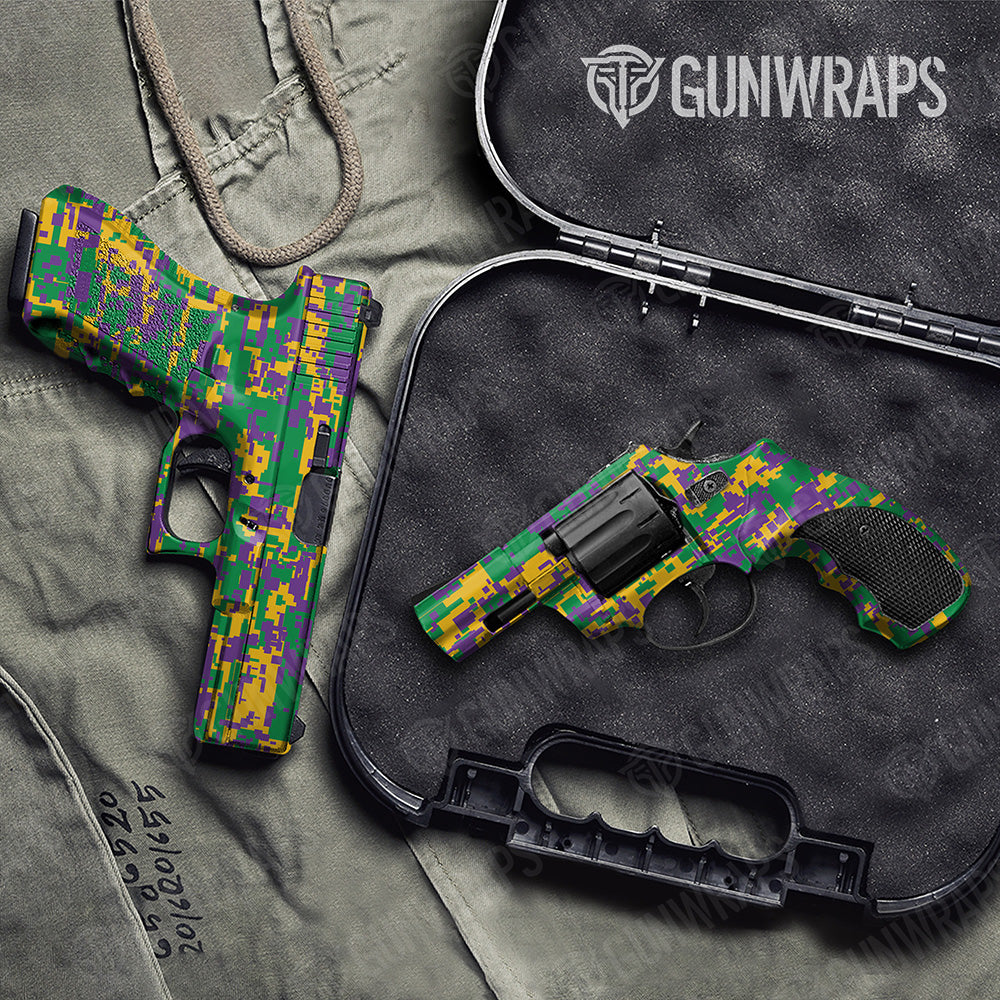 Handgun Digital Mardi Gras Camo Gun Skin Vinyl Wrap