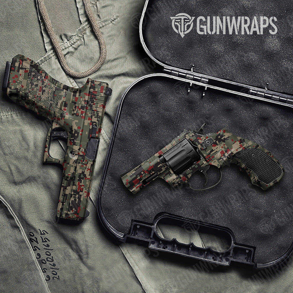 Handgun Digital Militant Red Camo Gun Skin Vinyl Wrap