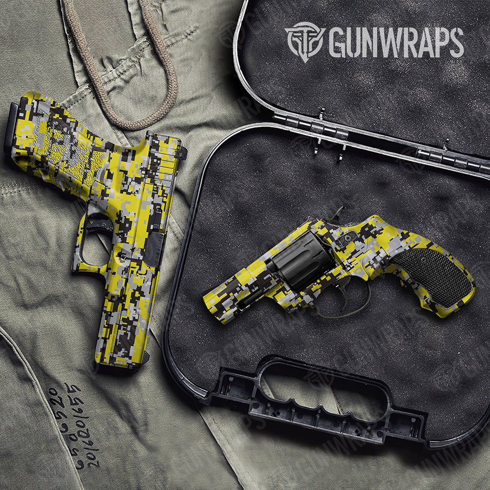 Handgun Digital Yellow Tiger Camo Gun Skin Vinyl Wrap