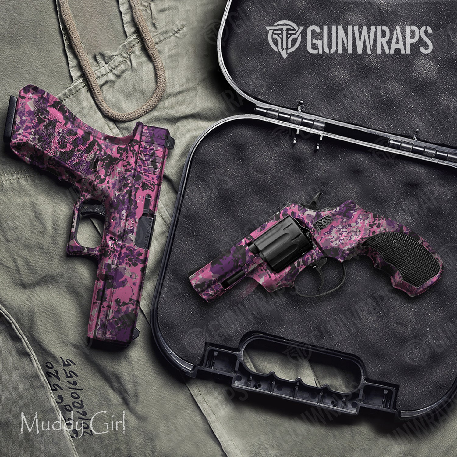 Handgun Muddy Girl Flat Camo Gun Skin Vinyl Wrap