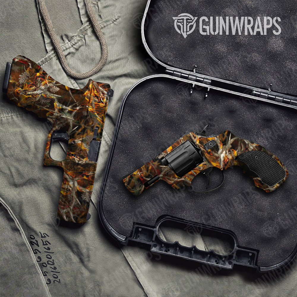 Handgun Nature Burning Buck Skull Camo Gun Skin Vinyl Wrap