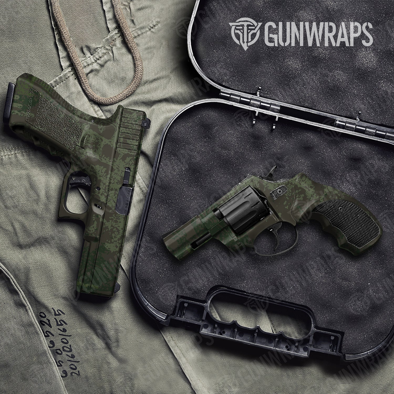 Handgun Pasted Army Dark Green Camo Gun Skin Vinyl Wrap