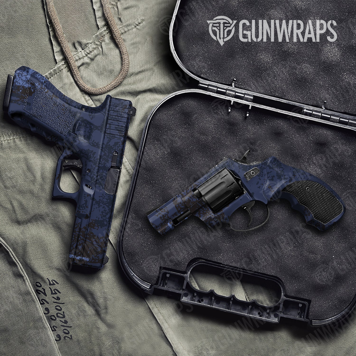 Handgun Pasted Blue Midnight Camo Gun Skin Vinyl Wrap