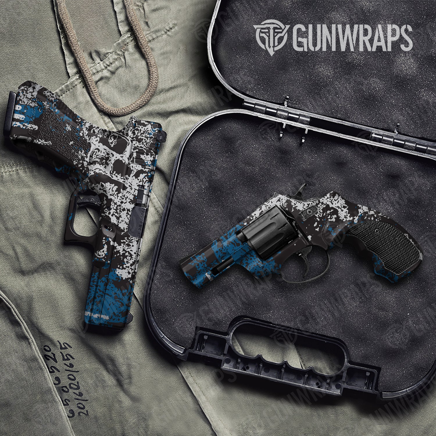 Handgun Pasted Blue Tiger Camo Gun Skin Vinyl Wrap