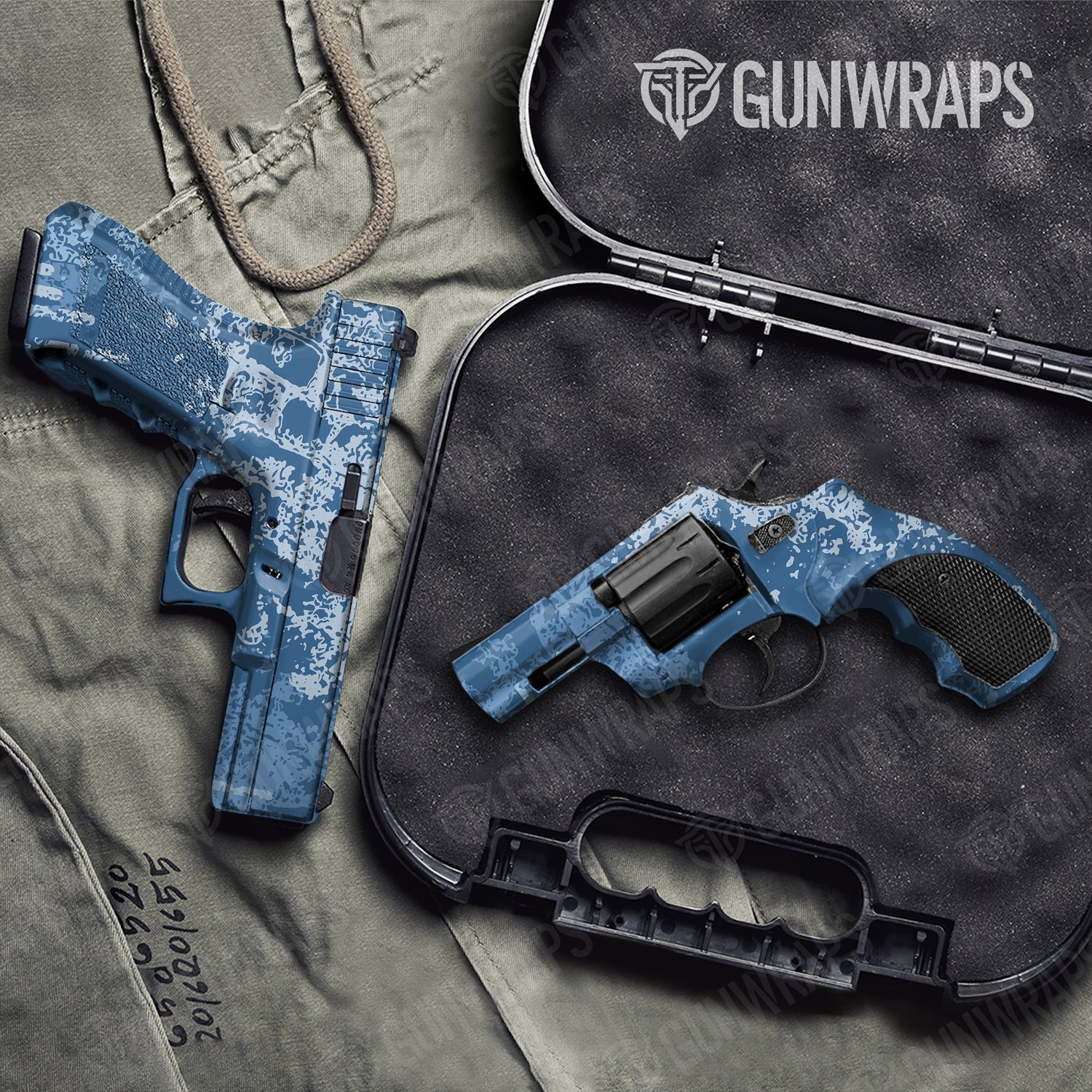 Handgun Pasted Cool Blue Camo Gun Skin Vinyl Wrap