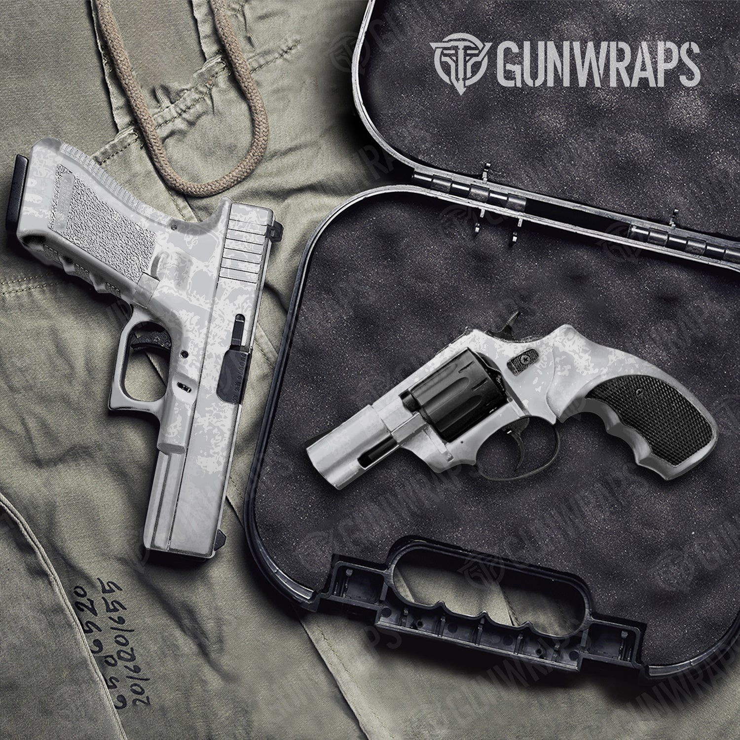 Handgun Pasted Elite White Camo Gun Skin Vinyl Wrap