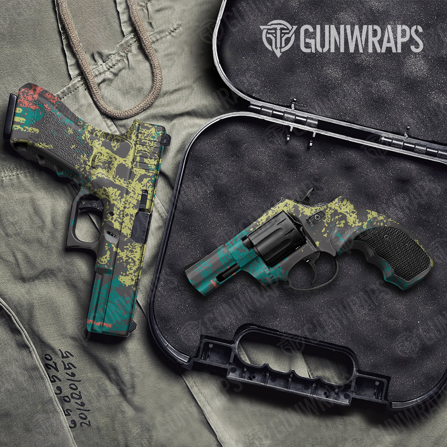 Handgun Pasted Fiesta Camo Gun Skin Vinyl Wrap